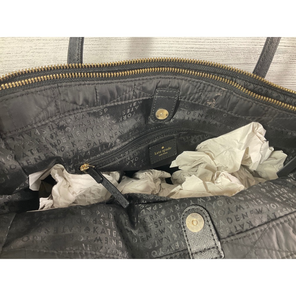 Kate Spade Quilted Black Tote Bag w/ Multiple compartments - Picture 5 of 7